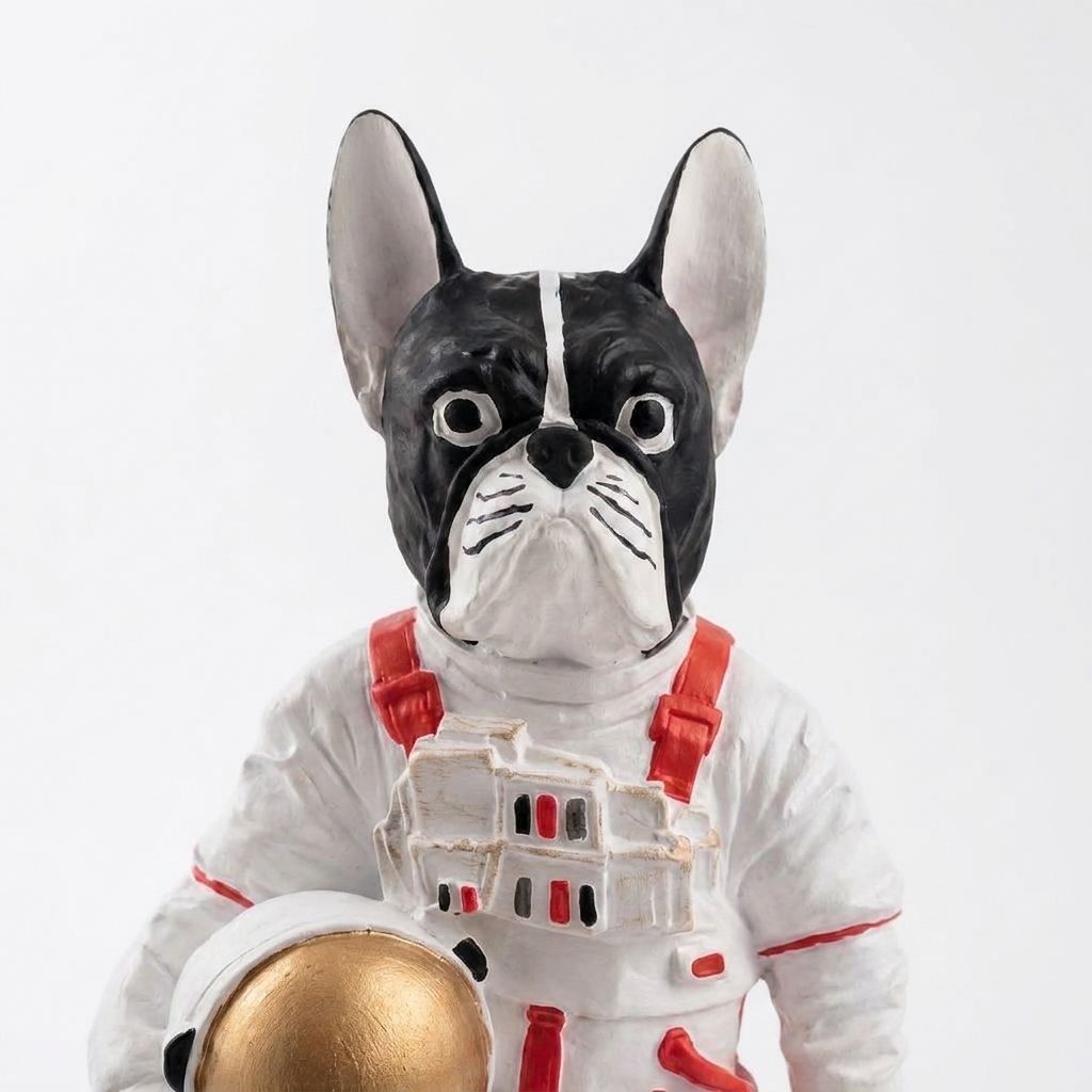 Apollo El Yapımı Astronot Köpek Dekoratif Biblo