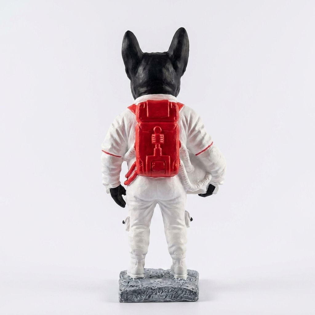 Apollo El Yapımı Astronot Köpek Dekoratif Biblo