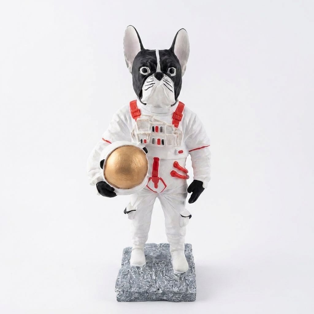Apollo El Yapımı Astronot Köpek Dekoratif Biblo