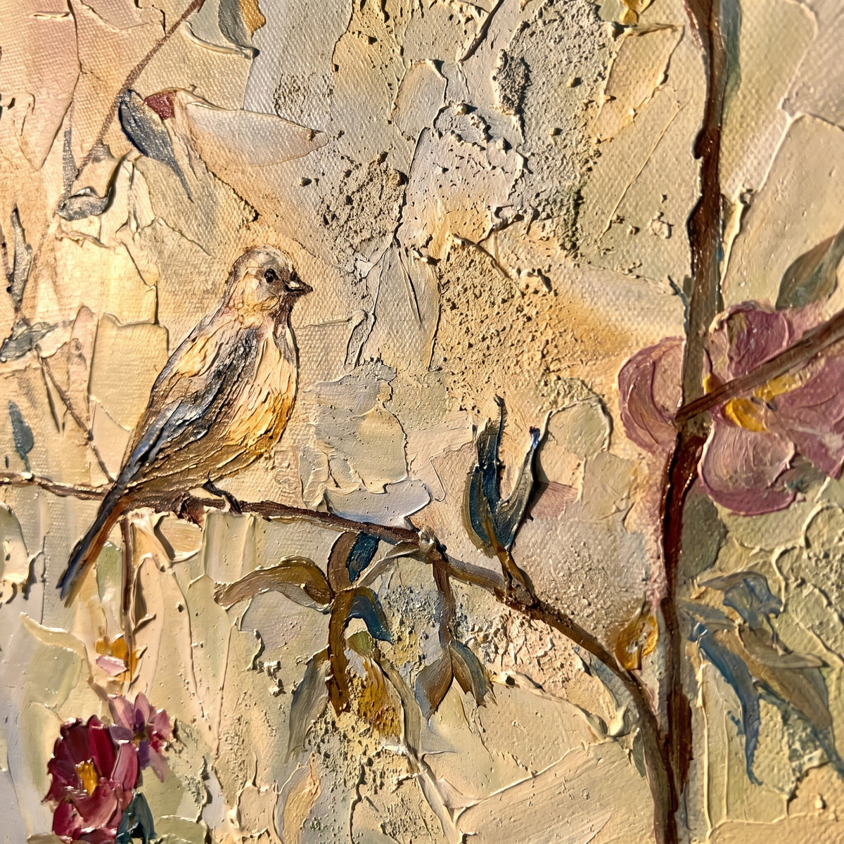 Blooming Birds | Kuşlu Çiçek Yağlı Boya Tablo