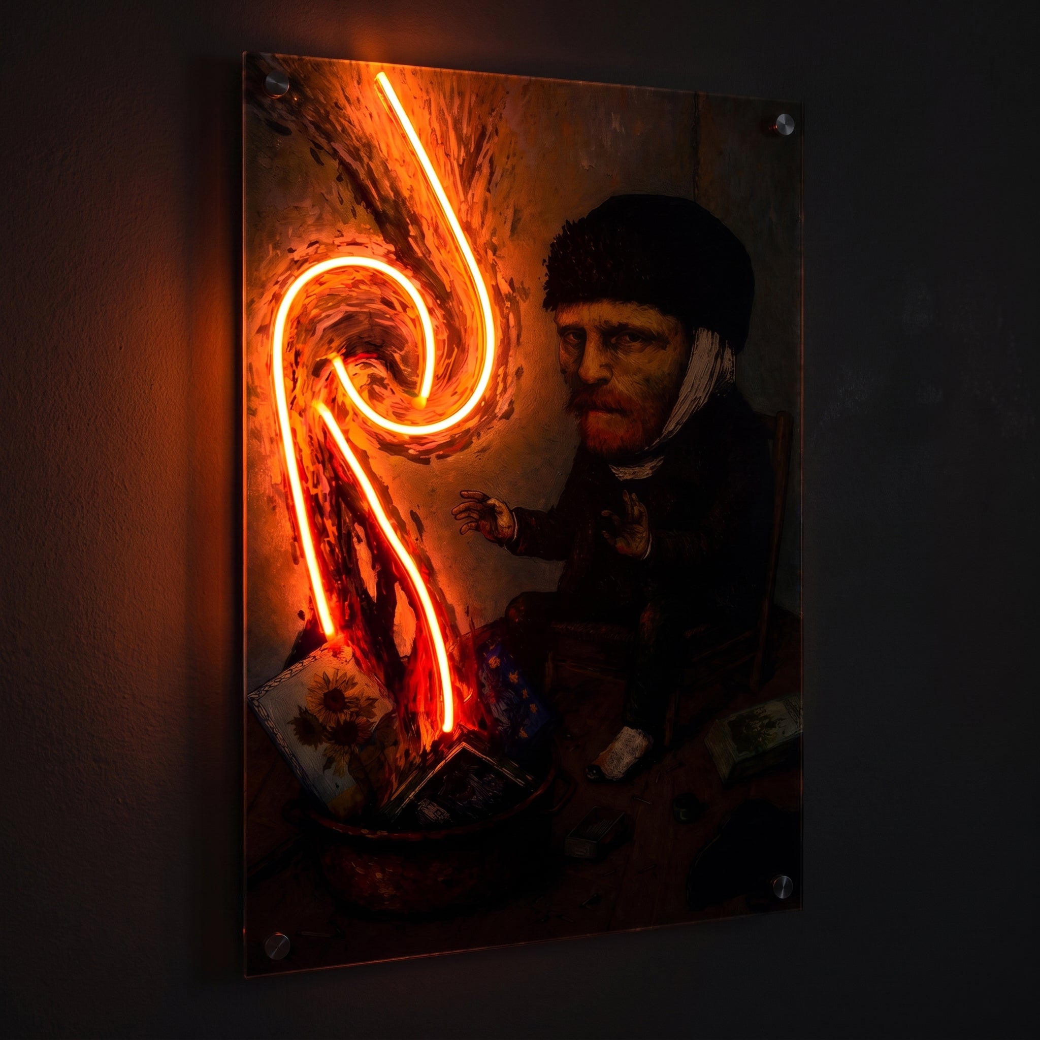 Burning Canvas – Bandajlı Ressam Neon LED Tablo