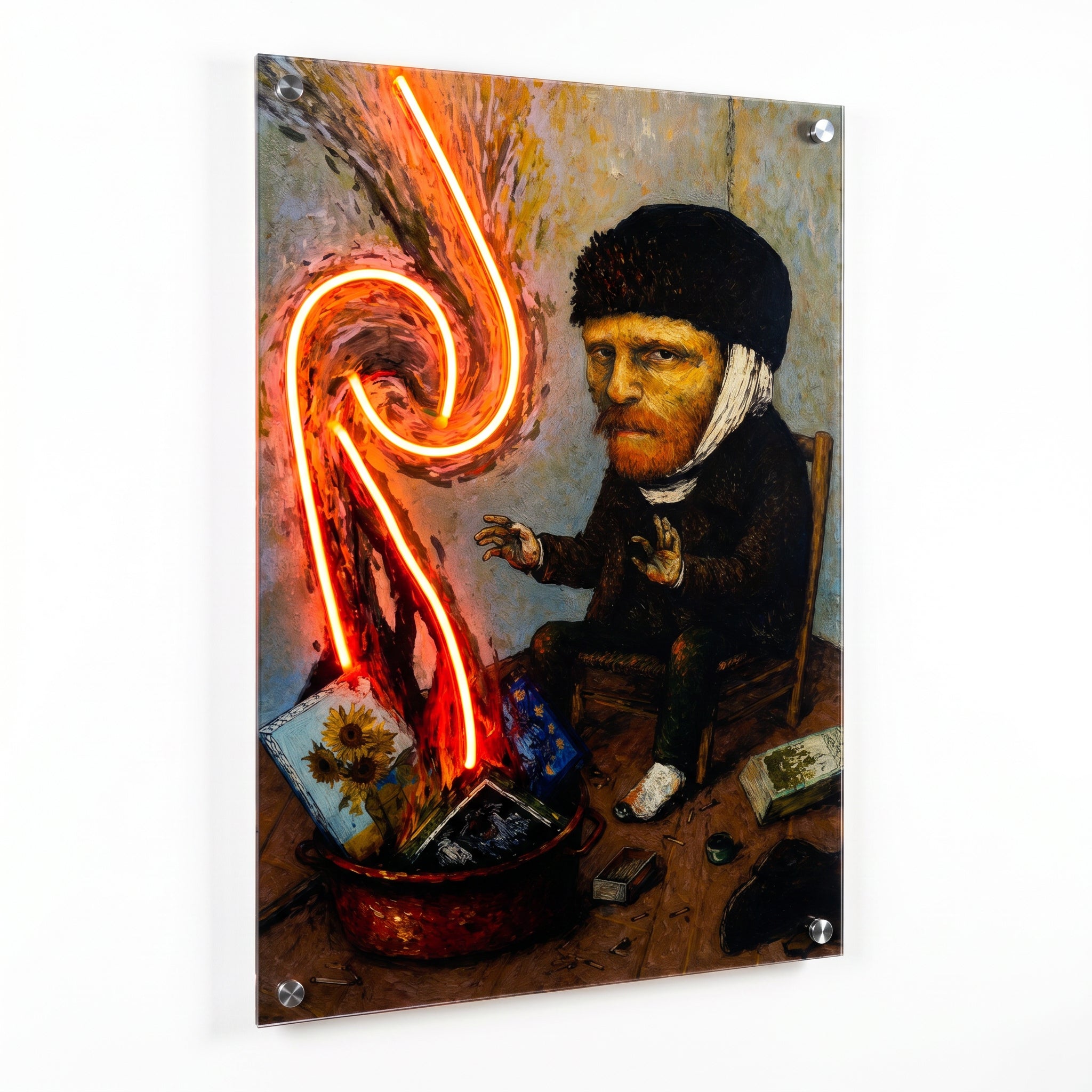 Burning Canvas – Bandajlı Ressam Neon LED Tablo