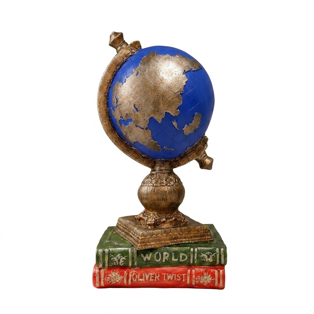 Cartographia El Yapımı Kitaplı Dünya Küresi Dekoratif Biblo