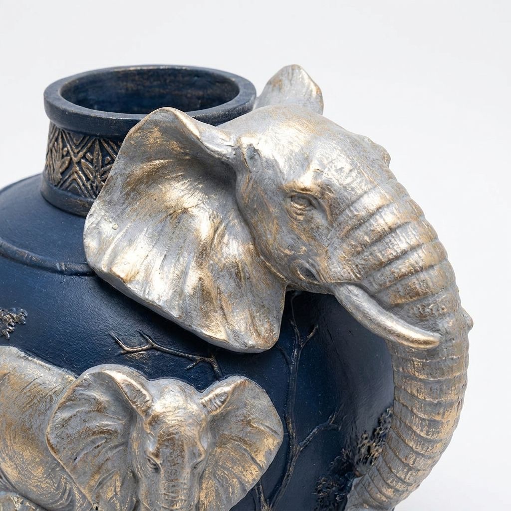 Elephantia El Yapımı Fil Figürlü Dekoratif Vazo