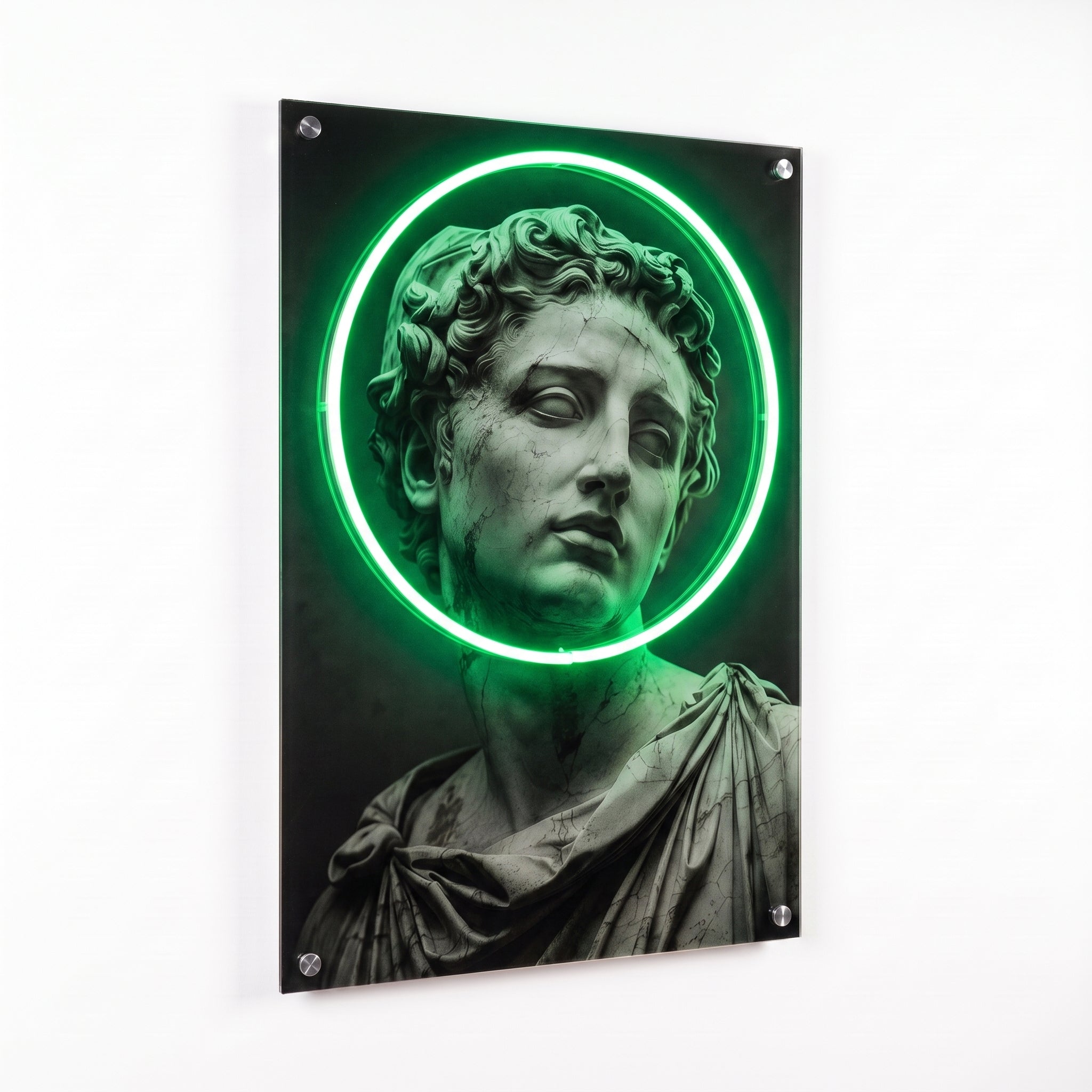 Emerald Halo – Antik Heykel Neon LED Tablo