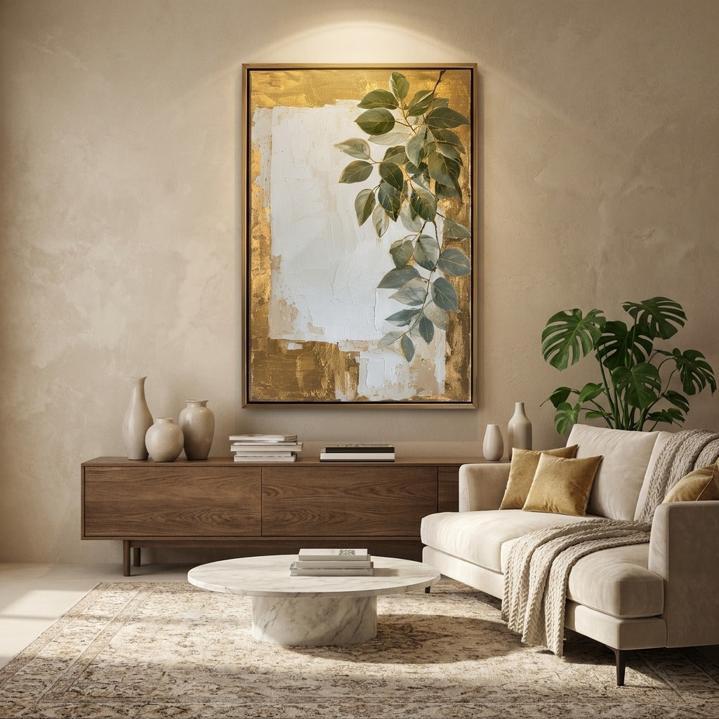 Verde Aurelia | Gold Botanik Yağlı Boya Tablo