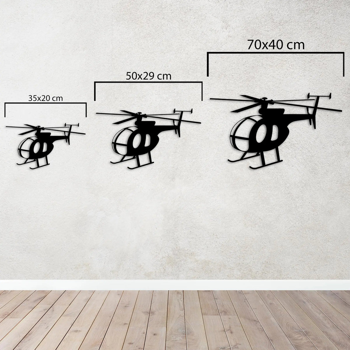 MD 500 Little Bird – Helikopter Metal Duvar Dekoru Laser Artique