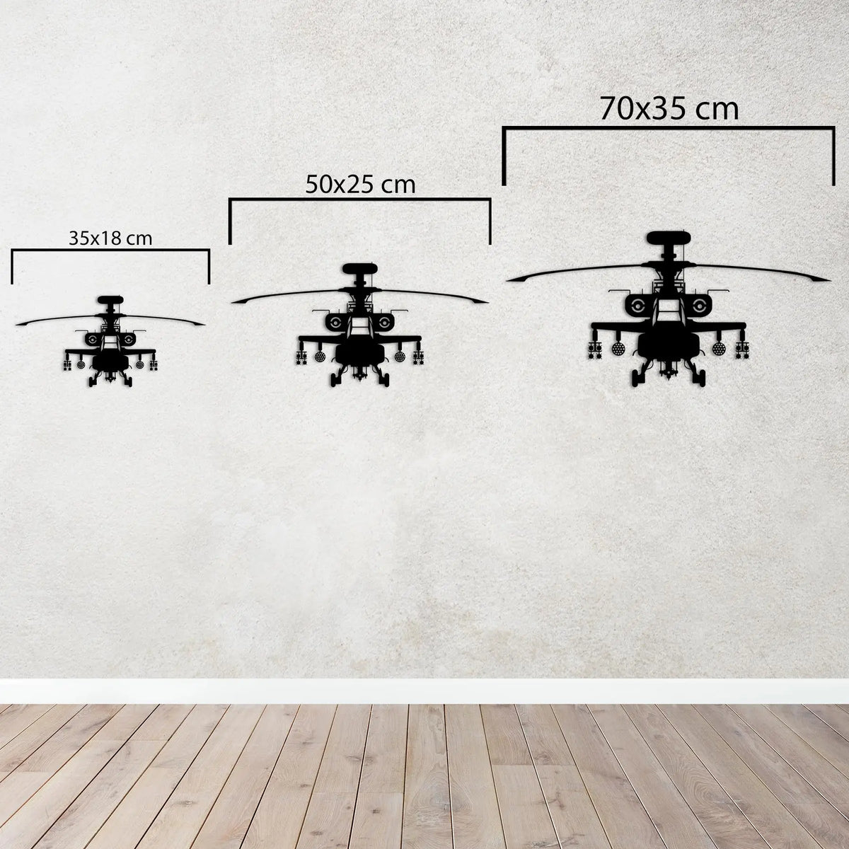 AH-64 Apache – Helikopter Metal Duvar Dekoru Laser Artique