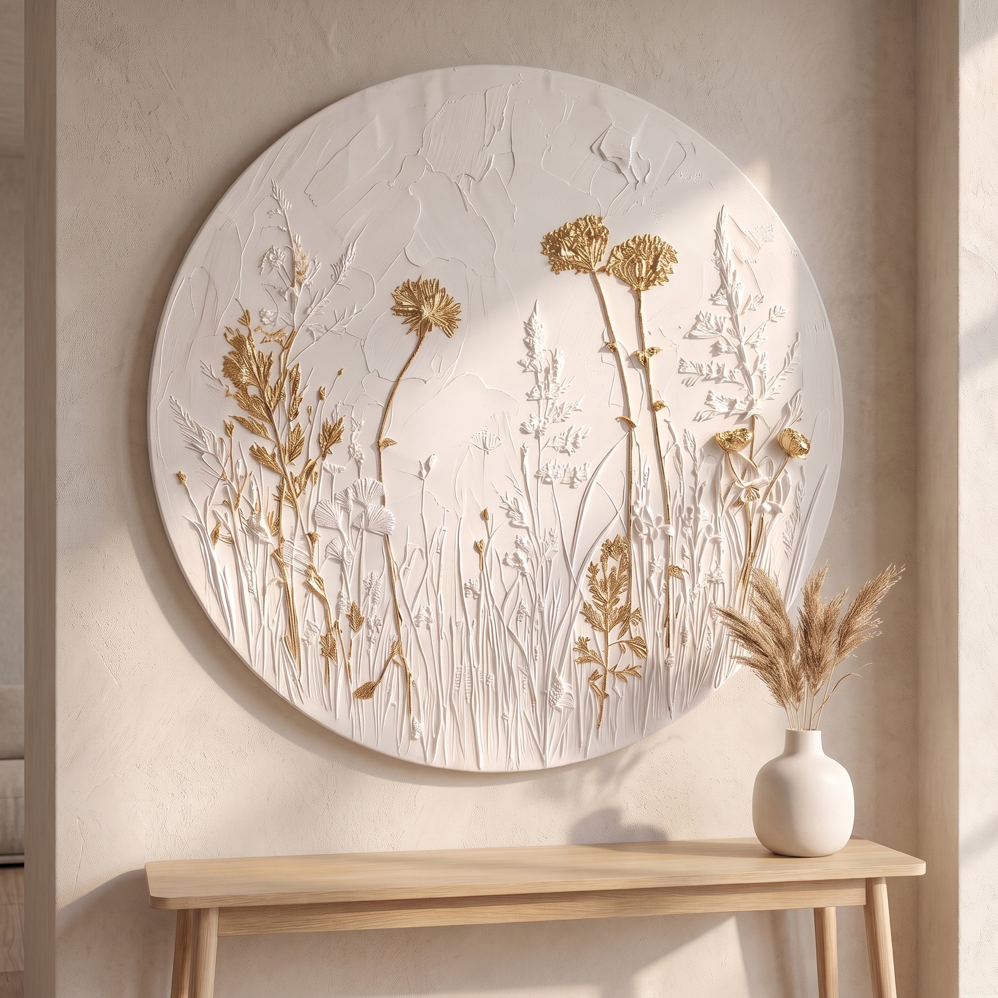 Ivory Meadow | Gold Dokulu Yağlı Boya Tablo