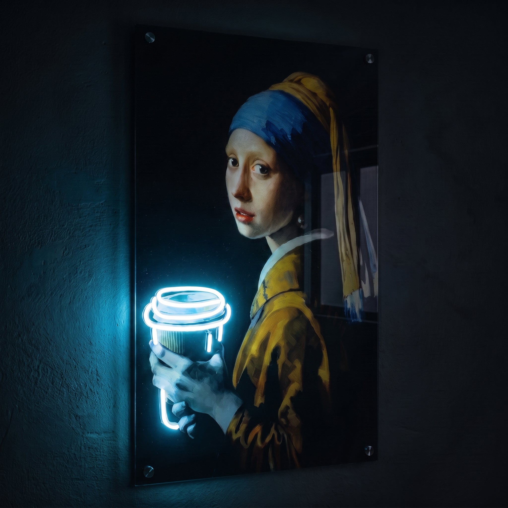 İnci Küpeli Kız – Kahve Molası Neon LED Tablo
