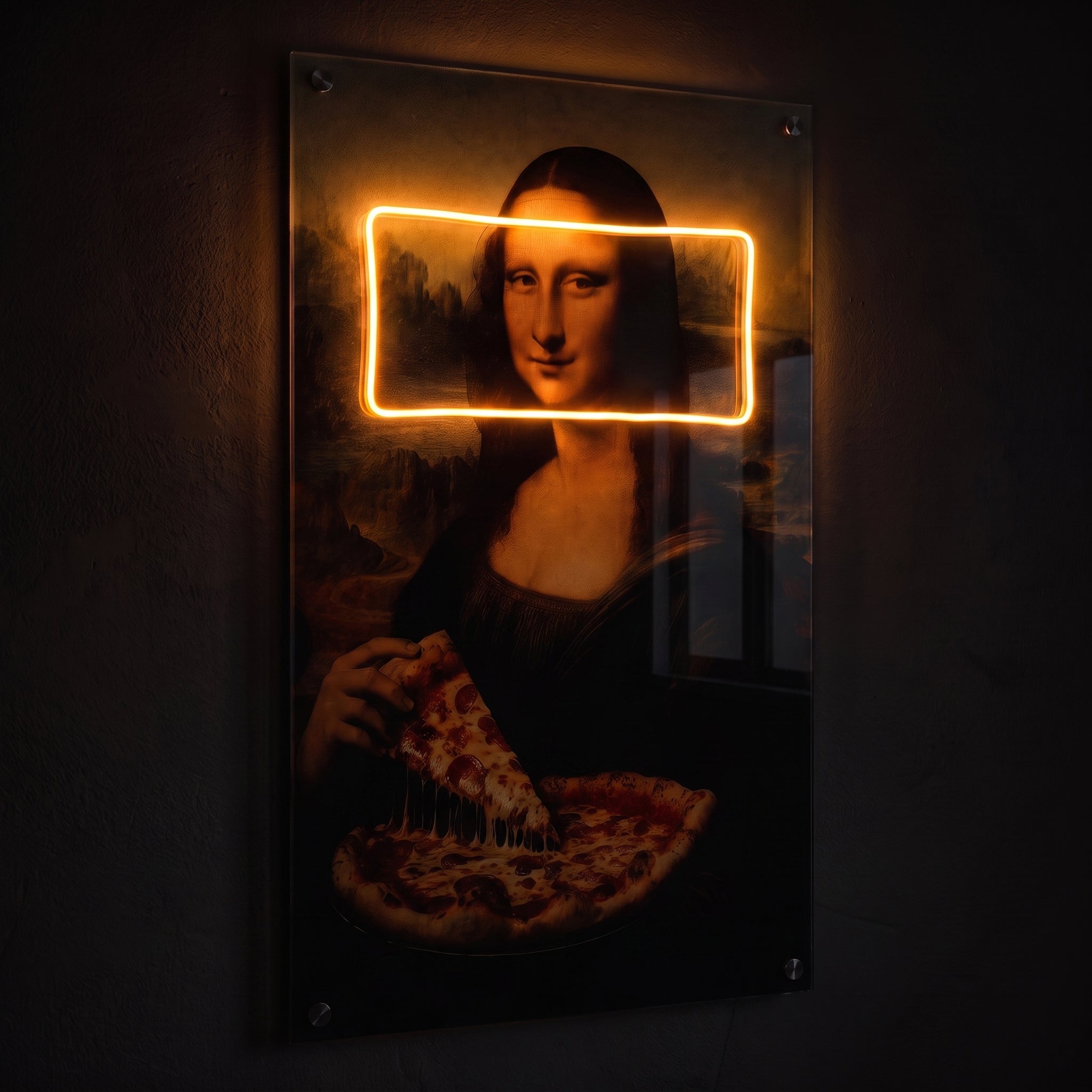 Mona Lisa Pizza Keyfi – Neon LED Tablo