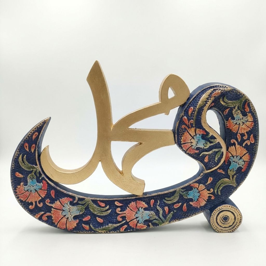 Allah ve Muhammed Lafzı El Yapımı Dekoratif Biblo Seti