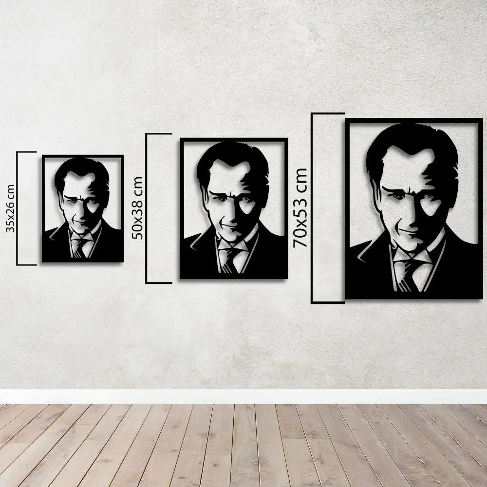 Mustafa Kemal Atatürk Metal Duvar Dekoru Laser Artique