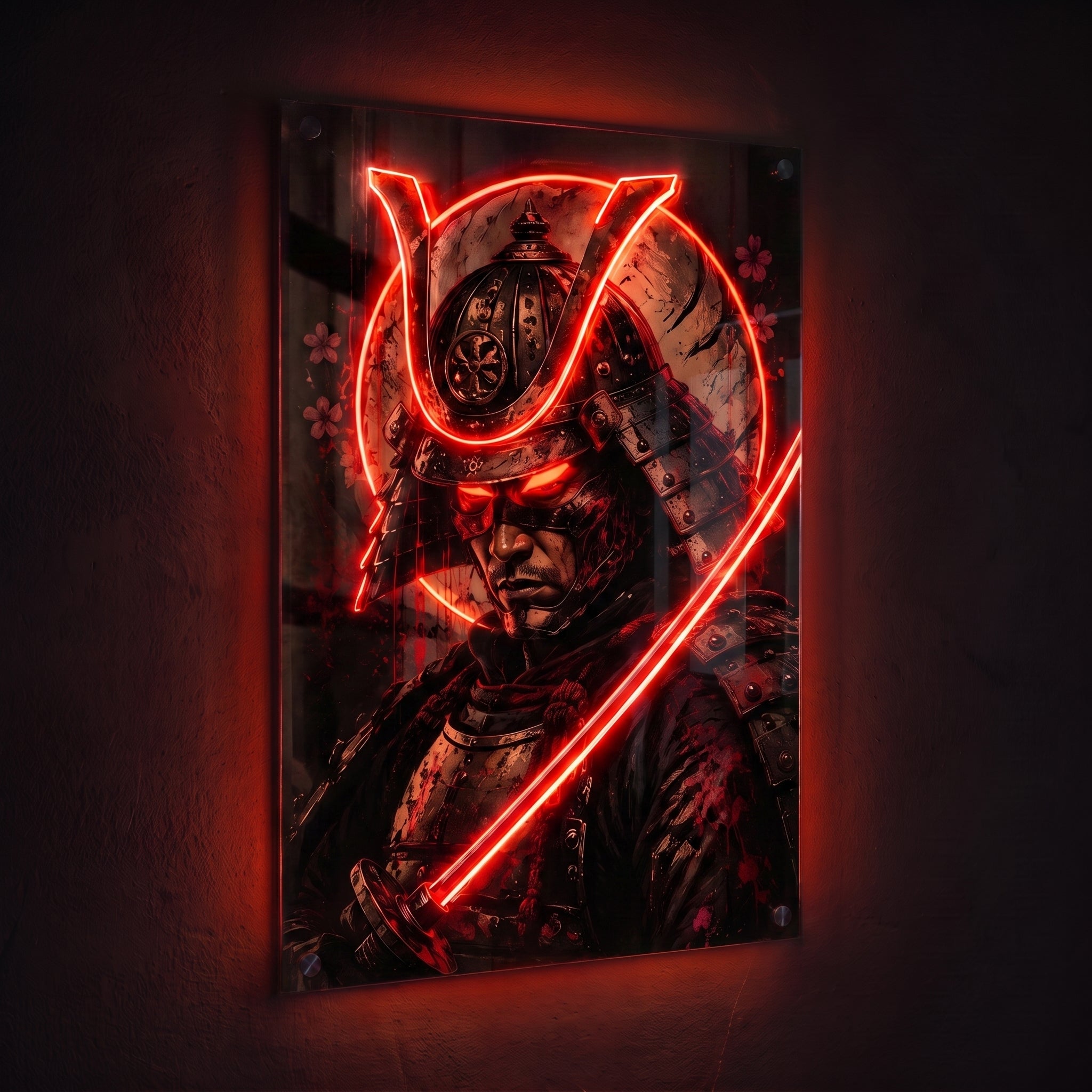 Neon Samurai – Kırmızı Katana Neon LED Tablo
