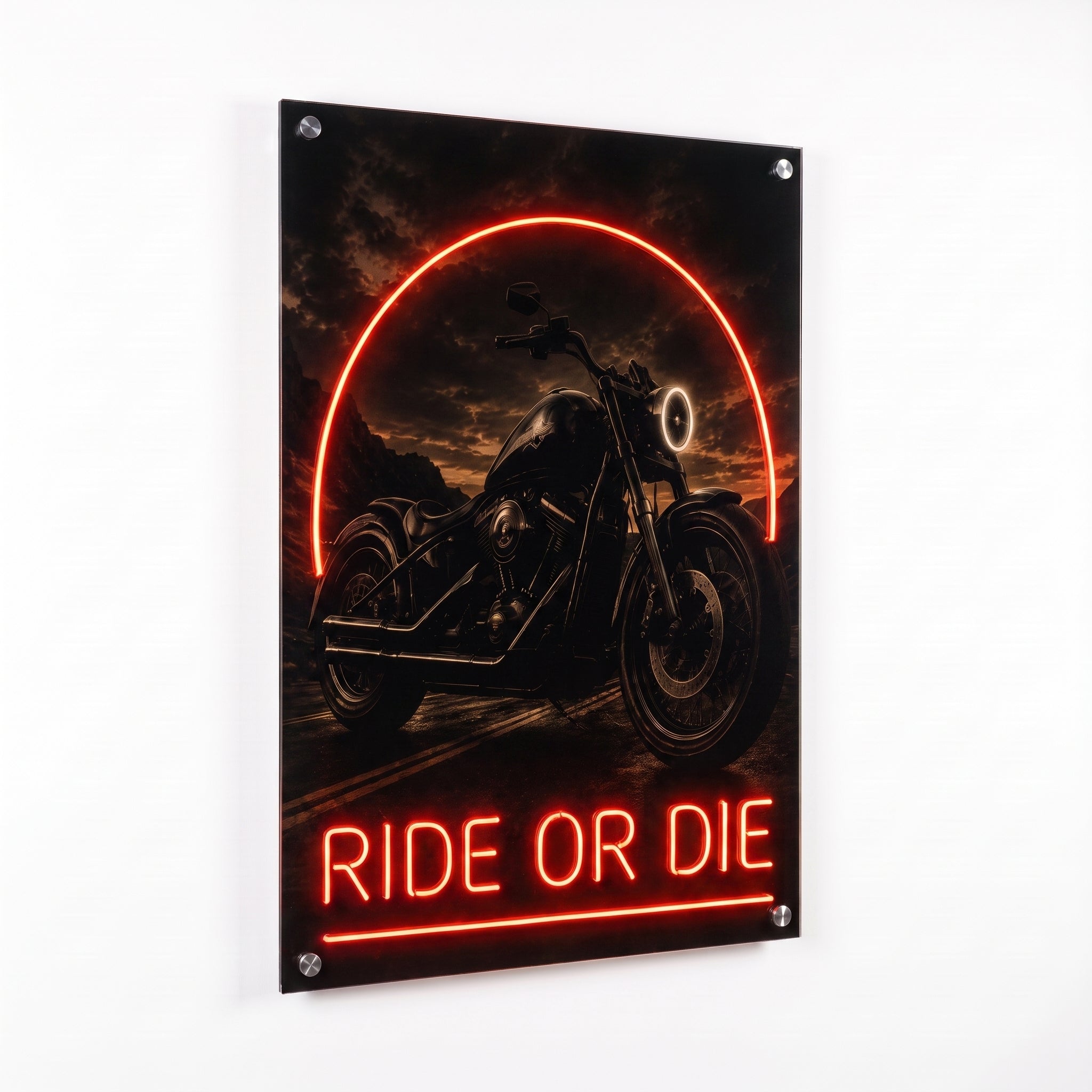 Ride or Die – Chopper Motosiklet Neon LED Tablo
