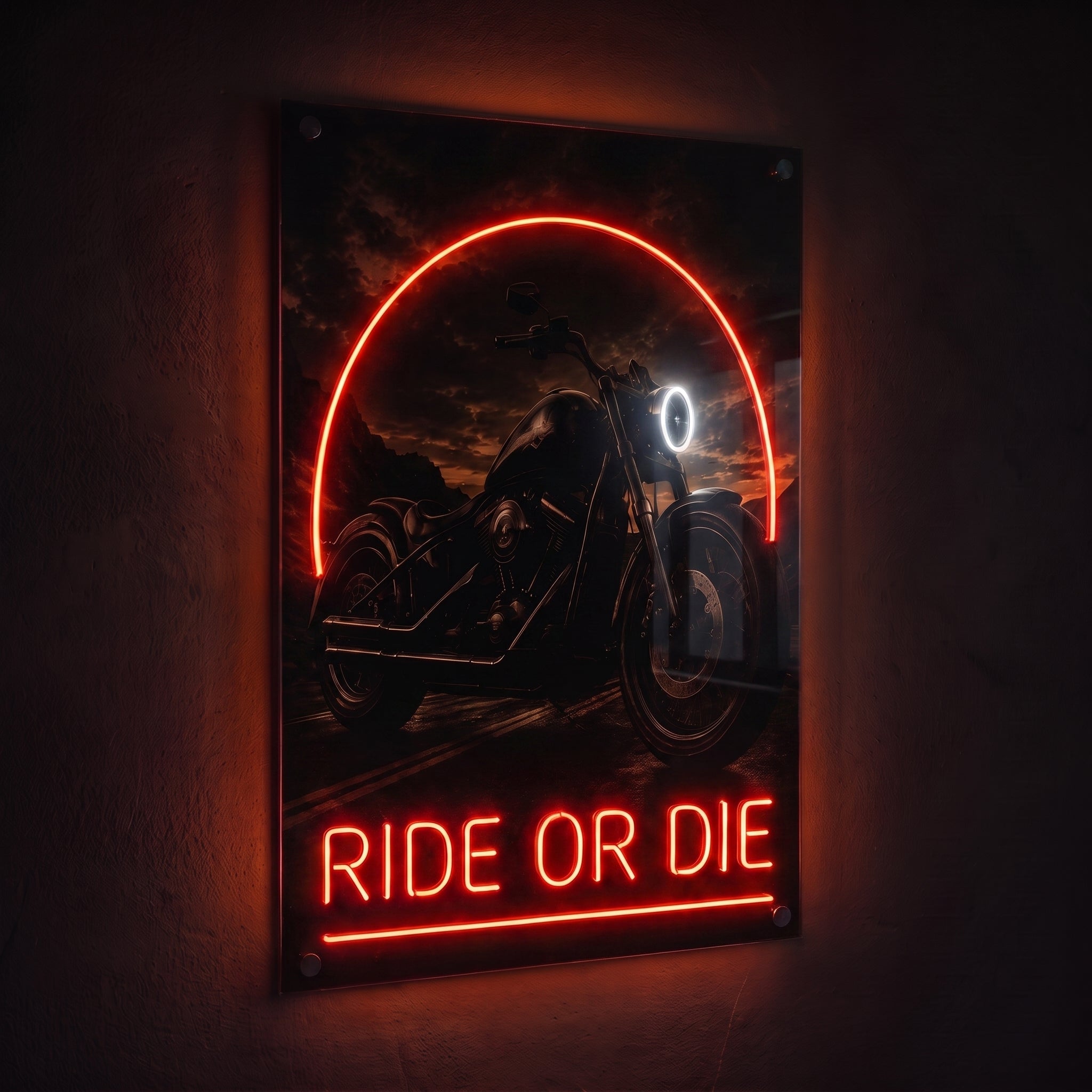 Ride or Die – Chopper Motosiklet Neon LED Tablo