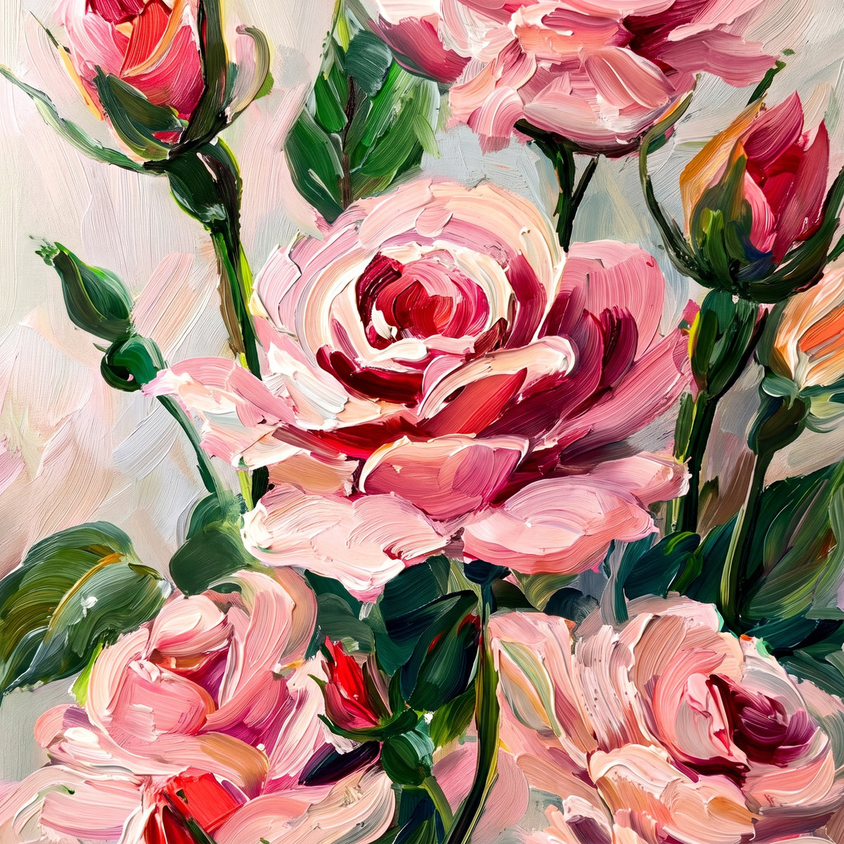 Rosa Élise | Pembe Gül Yağlı Boya Tablo