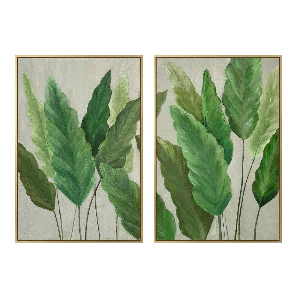 Verde Duo | İkili Botanik Yağlı Boya Tablo