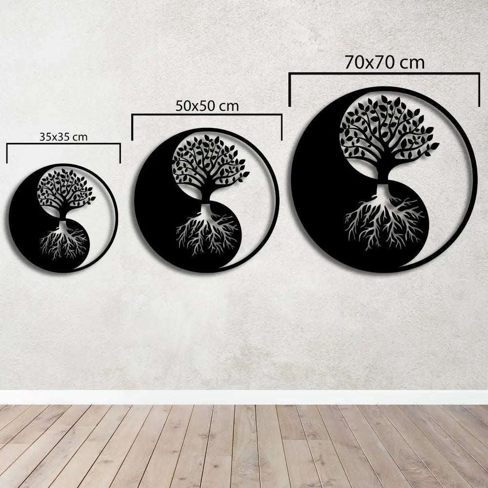 Yin Yang Yaşam Ağacı Metal Duvar Dekoru Laser Artique