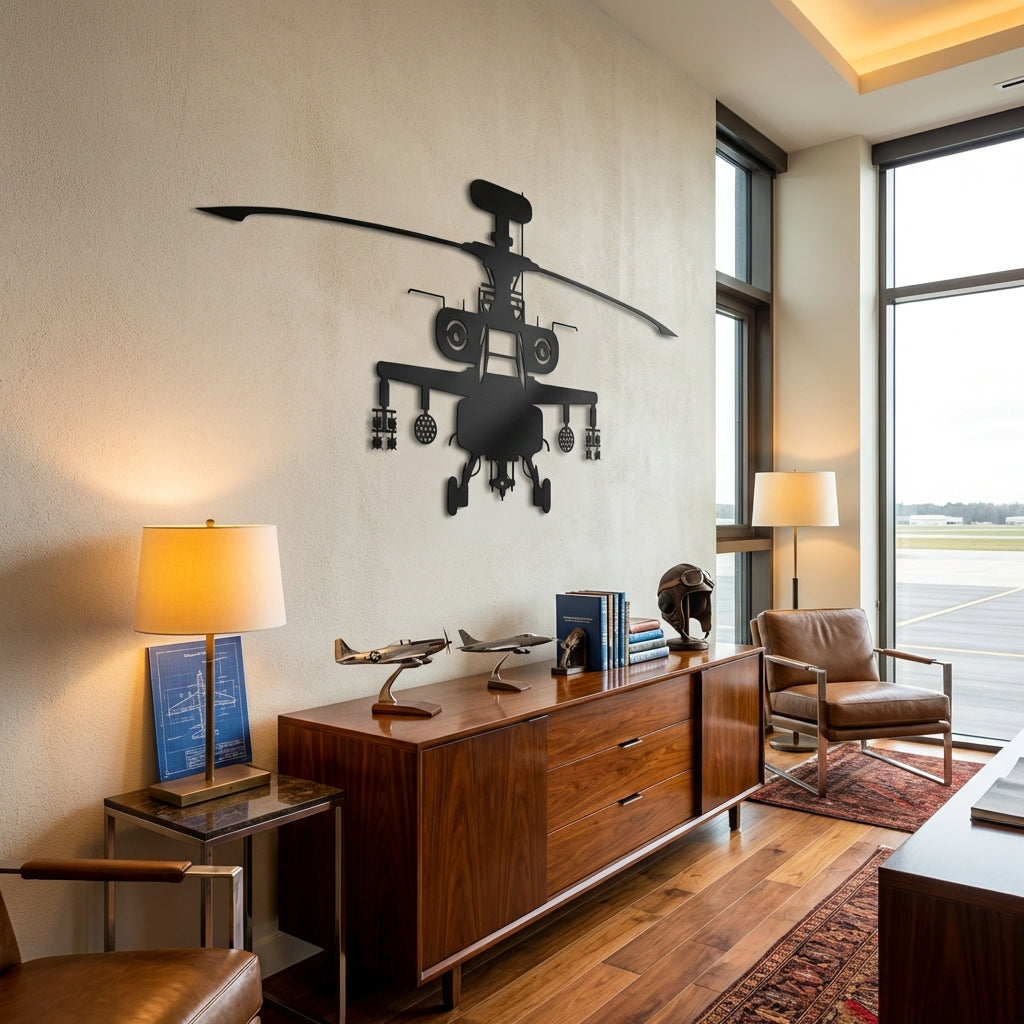 AH-64 Apache – Helikopter Metal Duvar Dekoru
