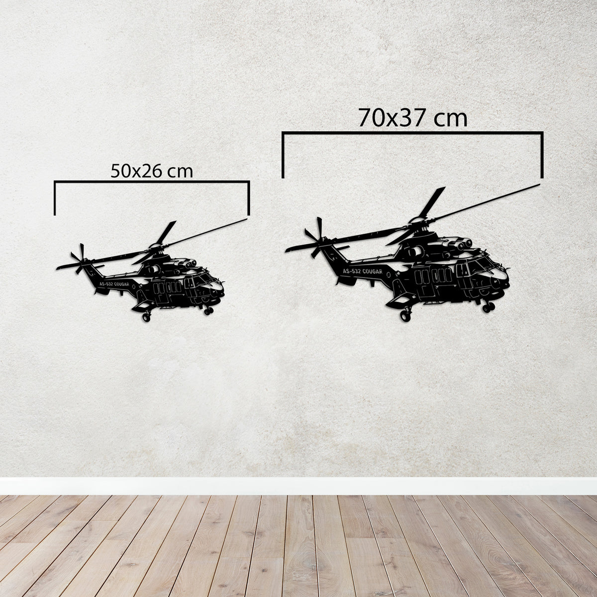 AS-532 Cougar - Sessiz Görev Helikopter Metal Duvar Dekoru