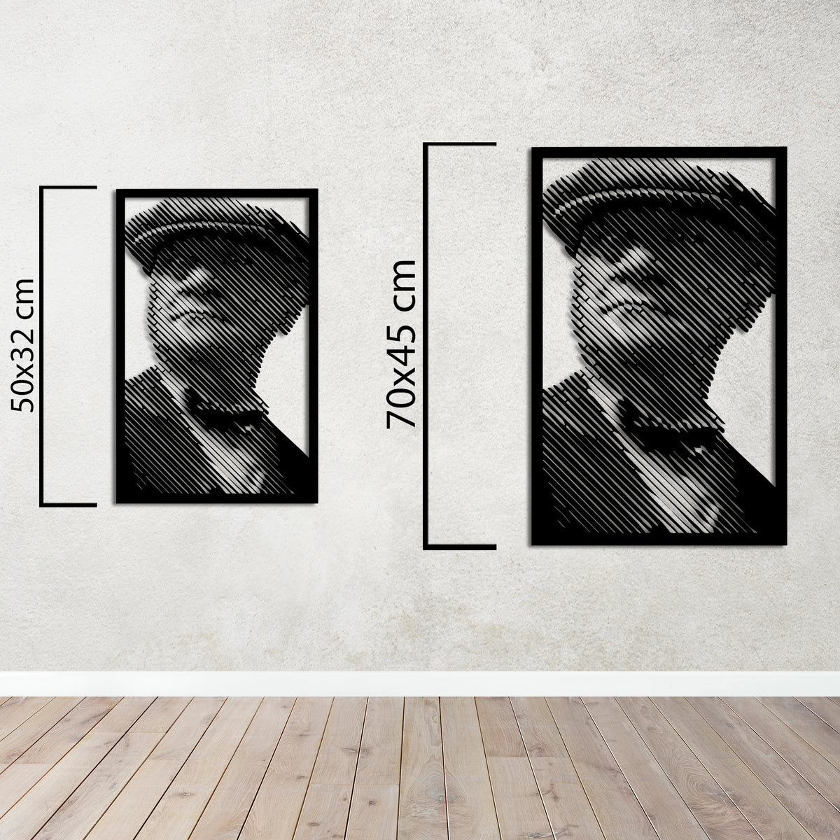 Modern Çizgilerle Şapkalı Atatürk Metal Duvar Dekoru – Portre Tasarımı