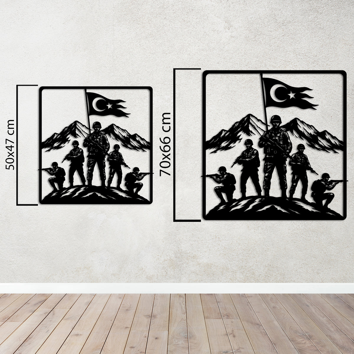 Türk Askeri Metal Duvar Dekoru – Dağ, Bayrak ve Vatan Tasarım