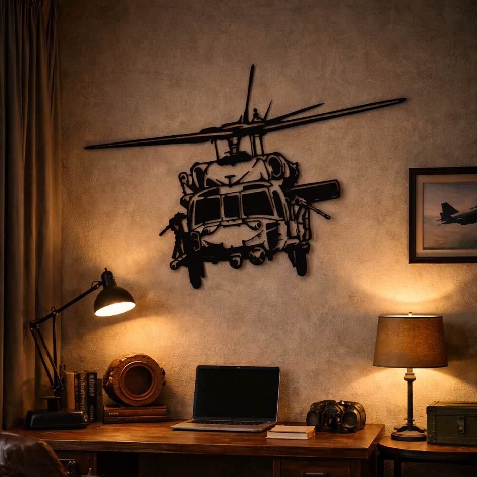 Sikorsky UH-60 Black Hawk Helikopter – Metal Duvar Dekoru