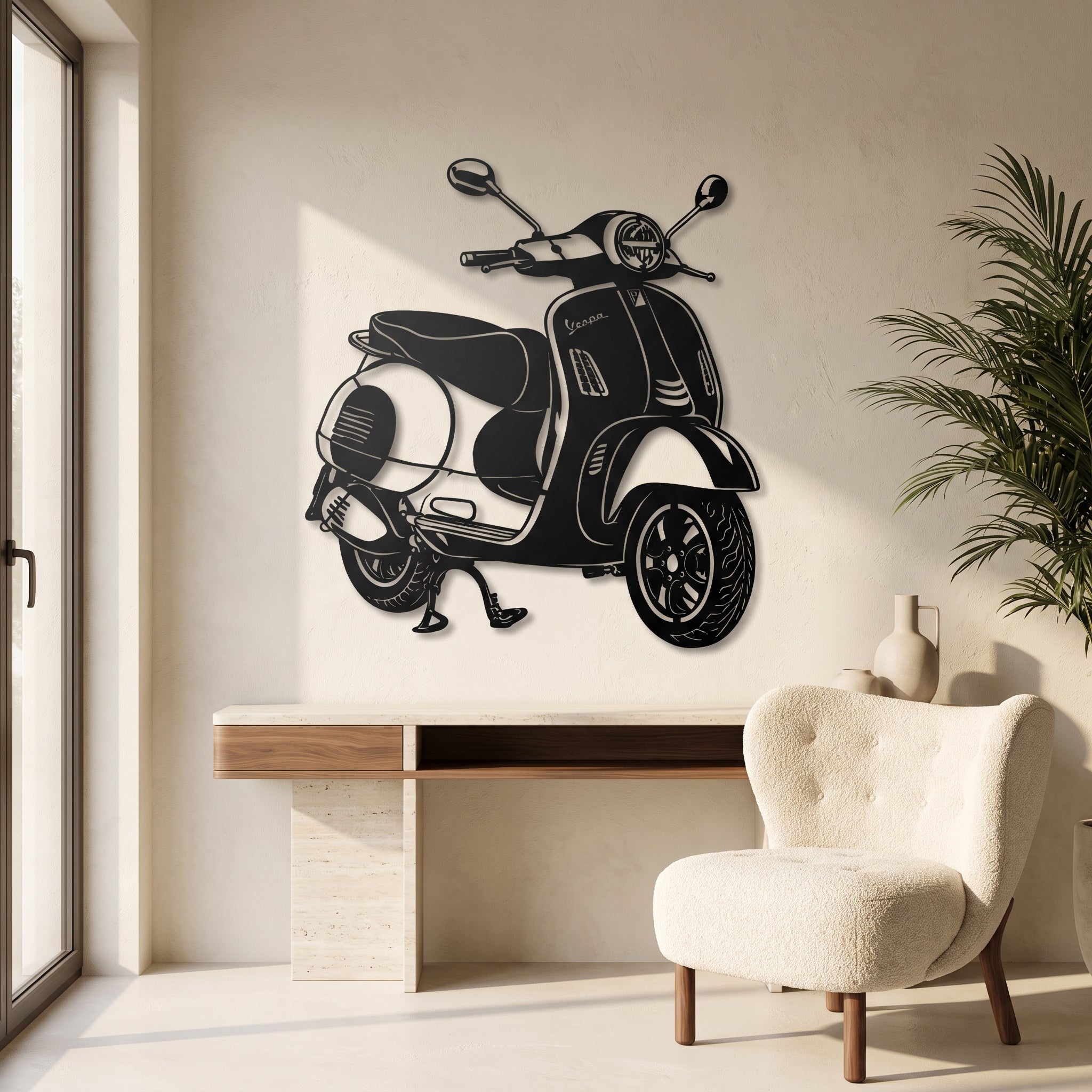 Klasik Vespa Scooter – Motosiklet Metal Duvar Dekoru