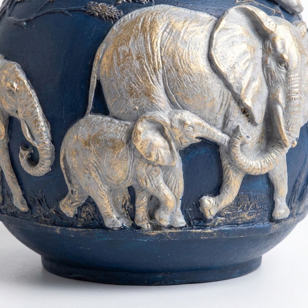 Elephantia El Yapımı Fil Figürlü Dekoratif Vazo