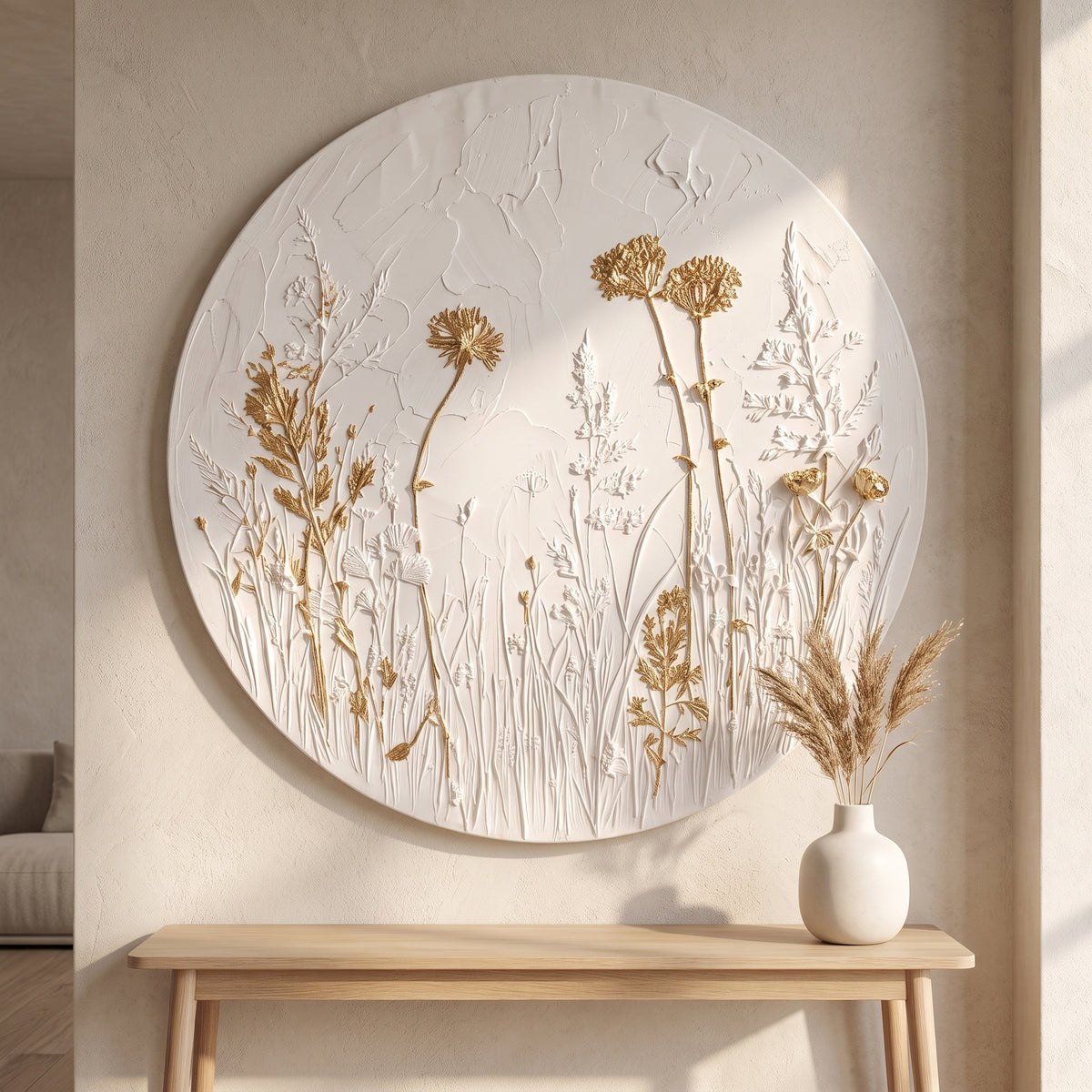 Ivory Meadow | Gold Dokulu Yağlı Boya Tablo
