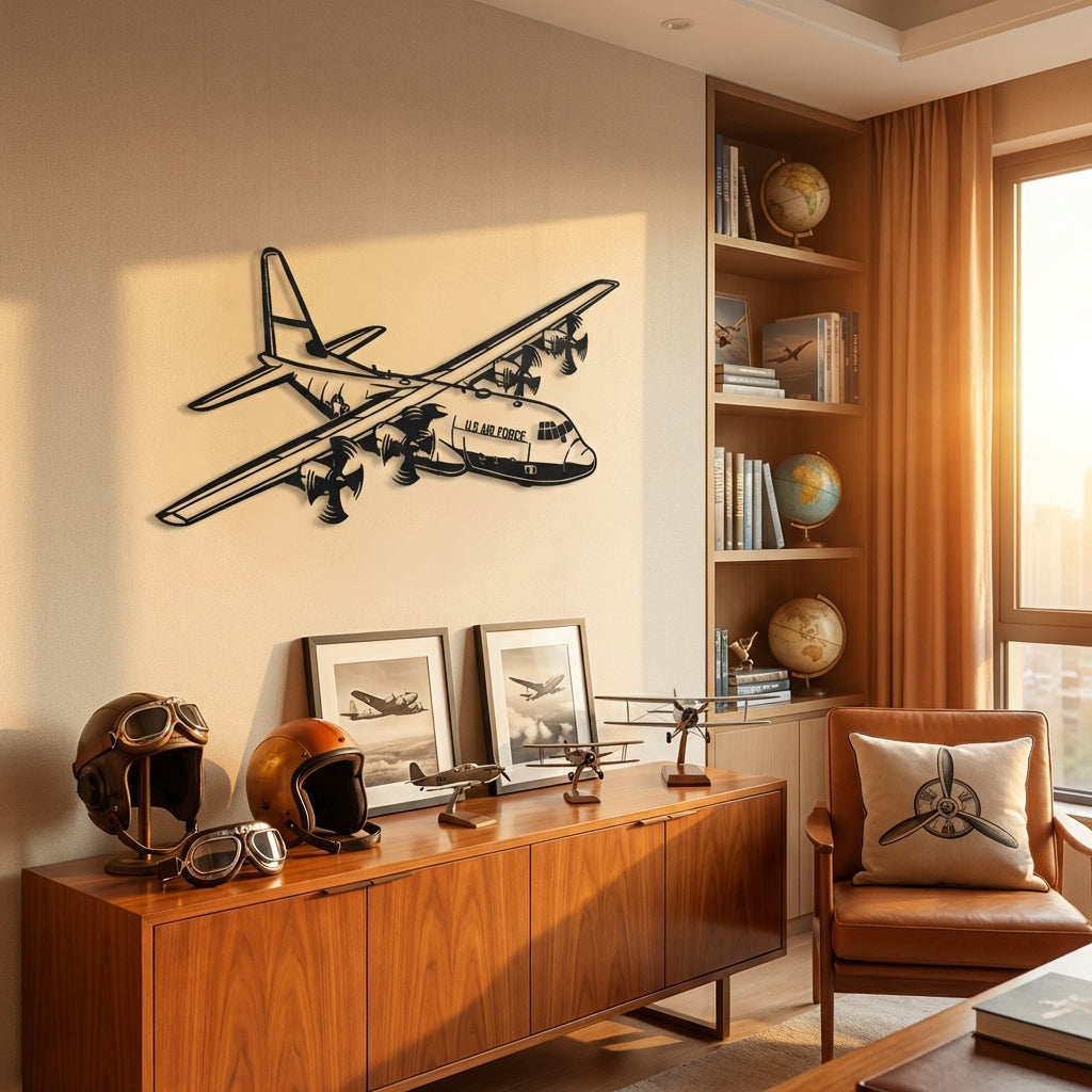 C-130 Hercules – Kargo Uçağı Metal Duvar Dekoru